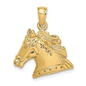 10K Gold Textured Horse Head Charm
